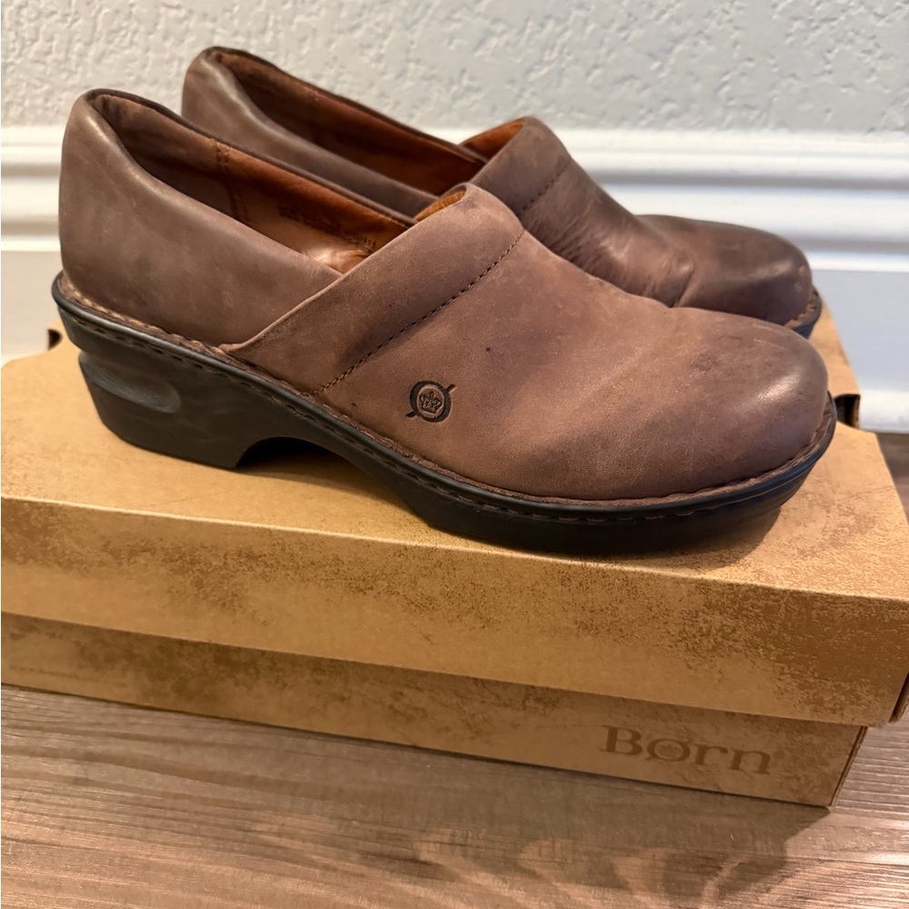 Born Black Sole Leather Clogs